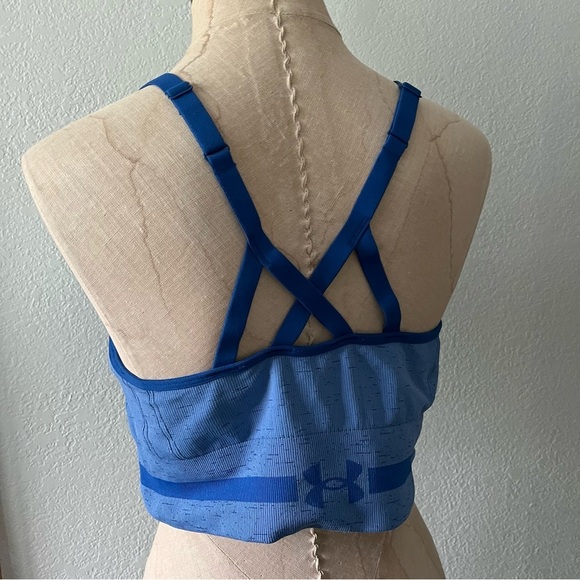SOLD UNDER ARMOUR sz XL Blue Sports Bra Seamless Low Long Line 1357232 - Picture 10 of 10